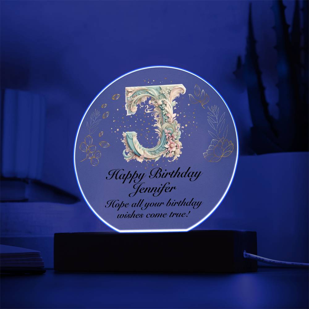 Happy Birthday Jennifer v01 - Circle Acrylic Plaque