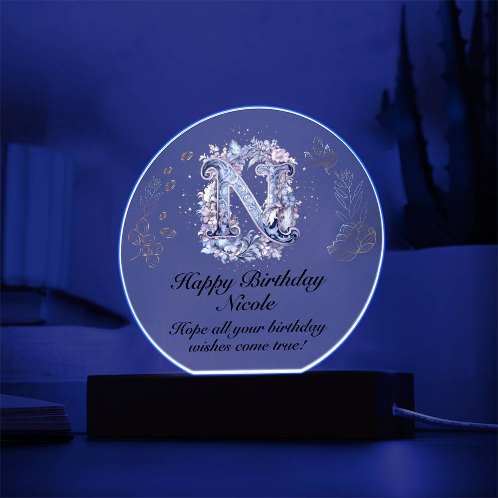 Happy Birthday Nicole v01 - Circle Acrylic Plaque