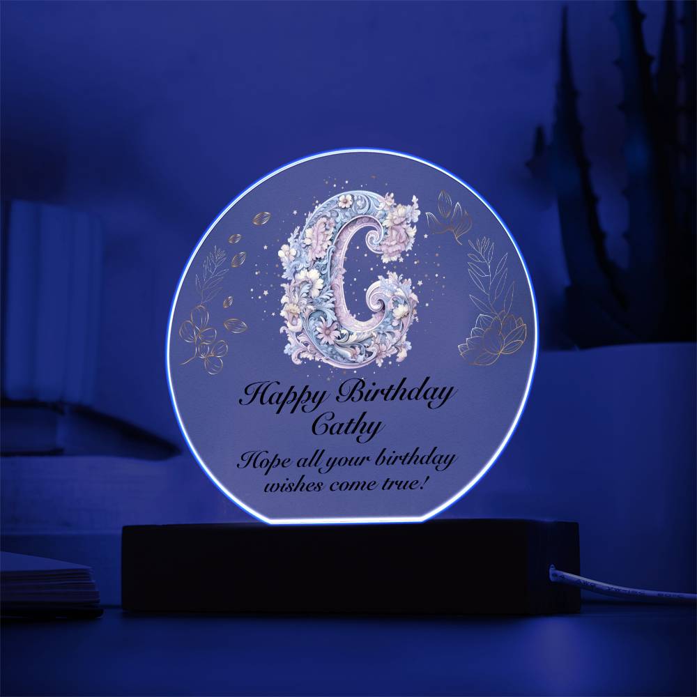 Happy Birthday Cathy v01 - Circle Acrylic Plaque