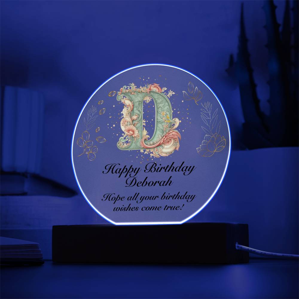 Happy Birthday Deborah v01 - Circle Acrylic Plaque
