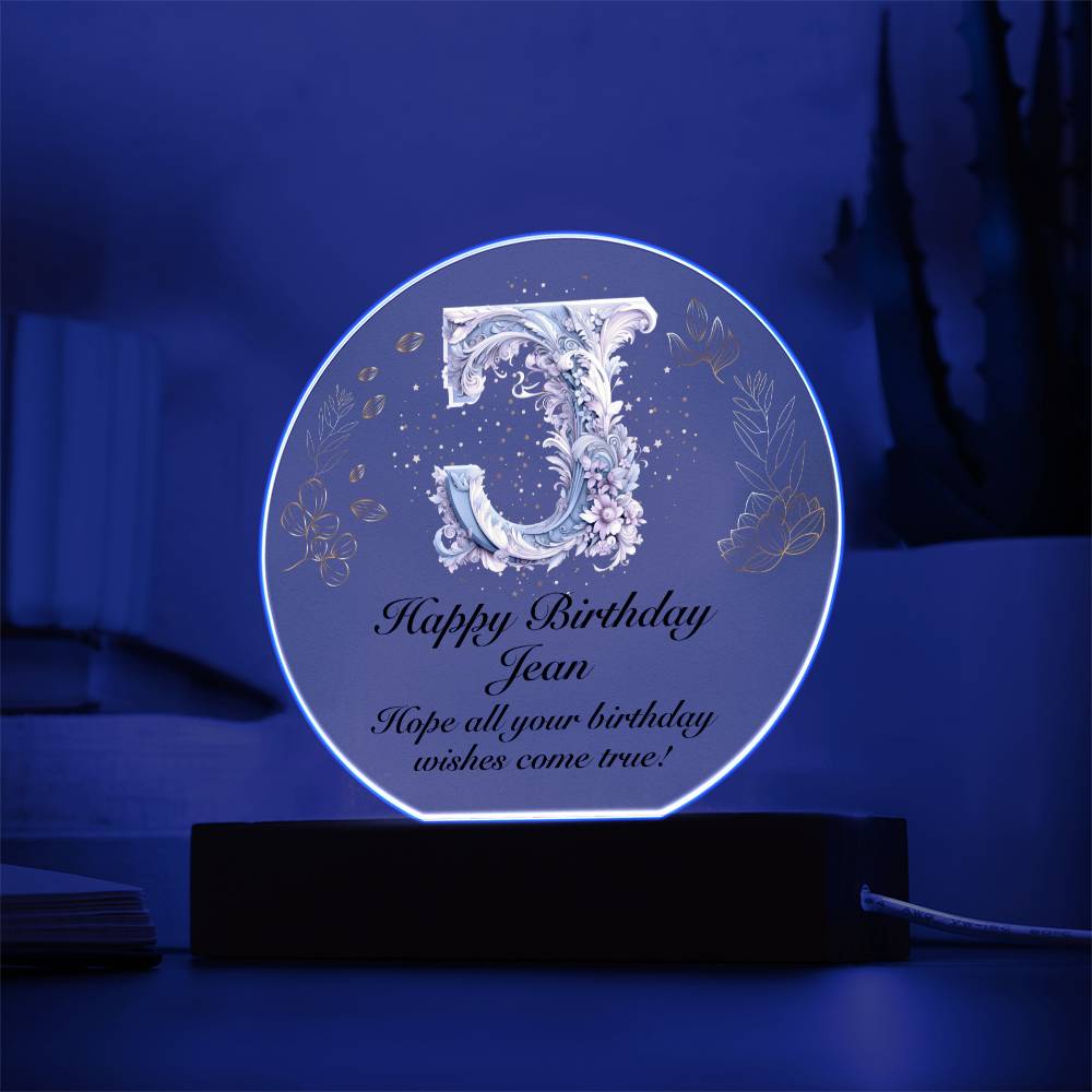 Happy Birthday Jean v01 - Circle Acrylic Plaque