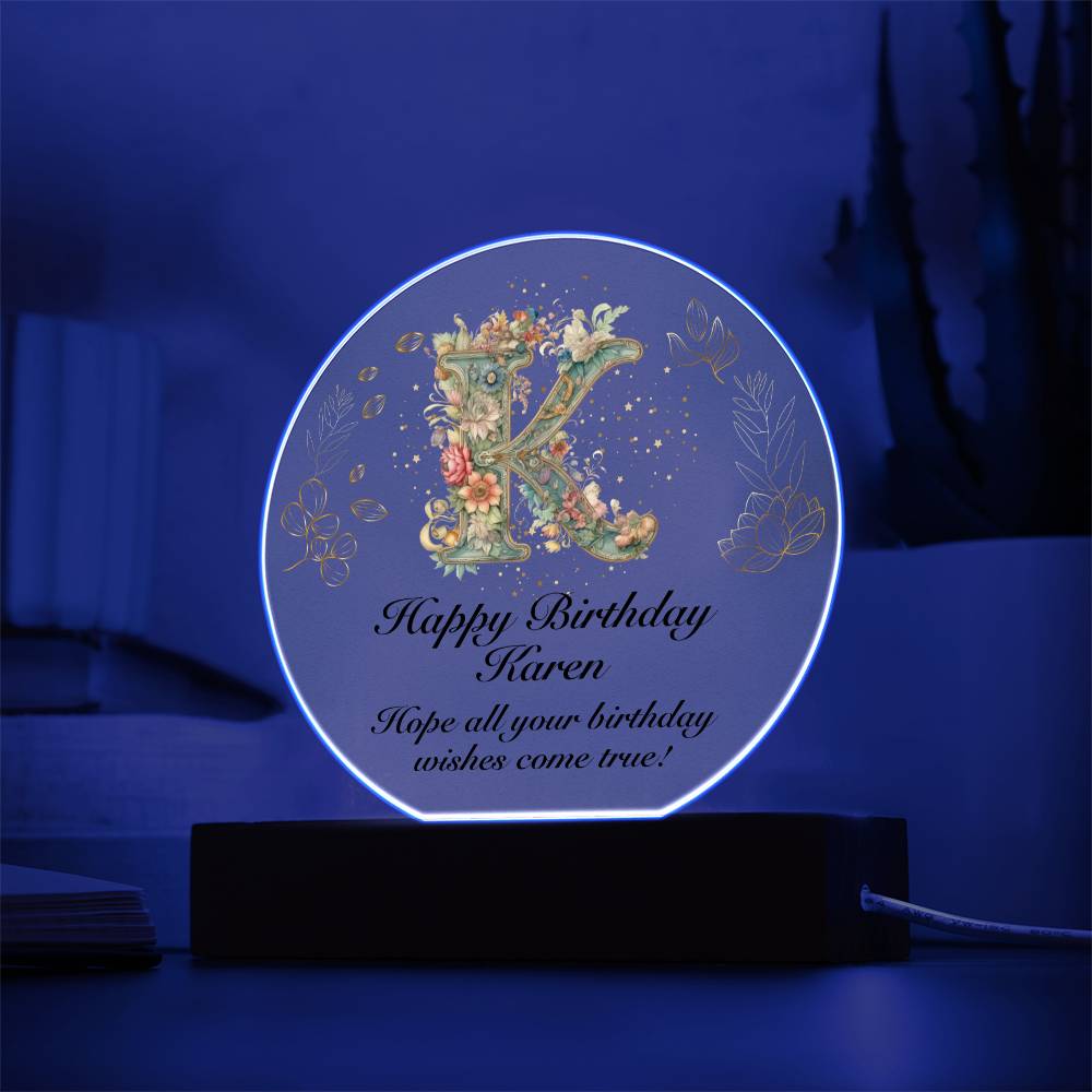 Happy Birthday Karen v01 - Circle Acrylic Plaque