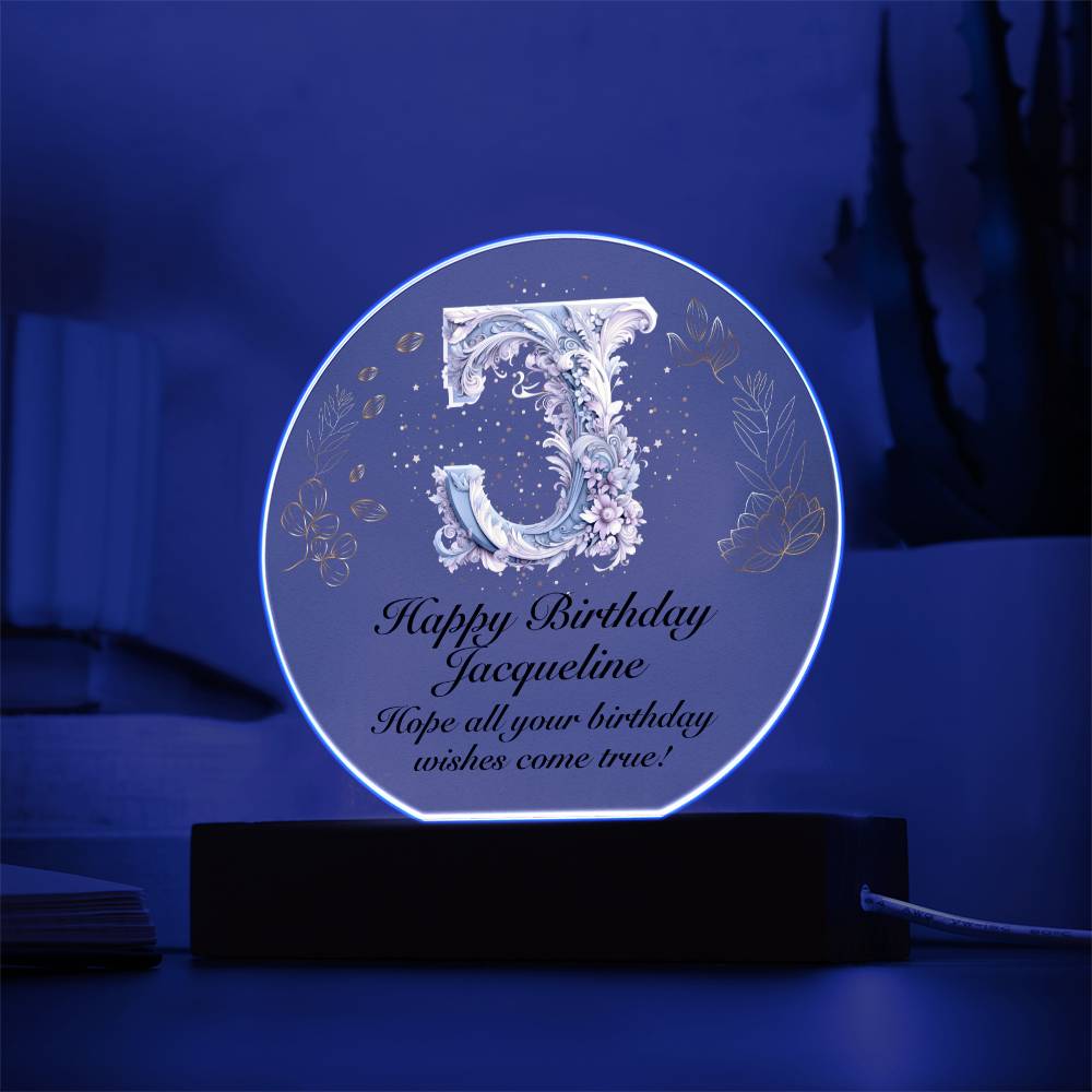 Happy Birthday Jacqueline v01 - Circle Acrylic Plaque