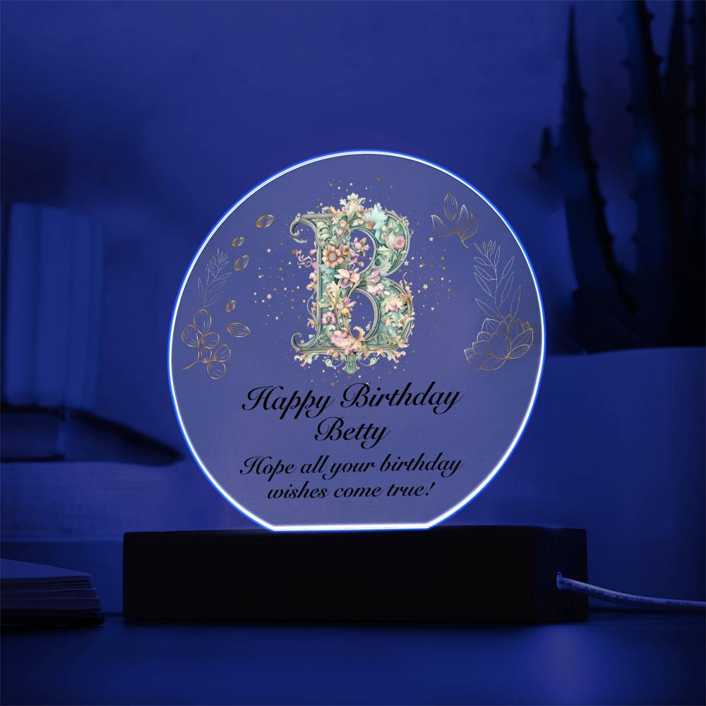 Happy Birthday Betty v01 - Circle Acrylic Plaque
