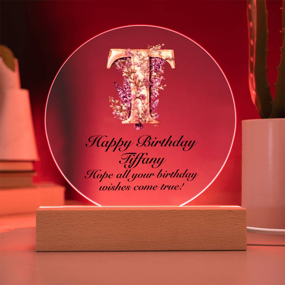 Happy Birthday Tiffany v02 - Circle Acrylic Plaque
