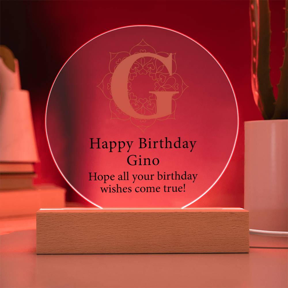 Happy Birthday Gino v01 - Circle Acrylic Plaque