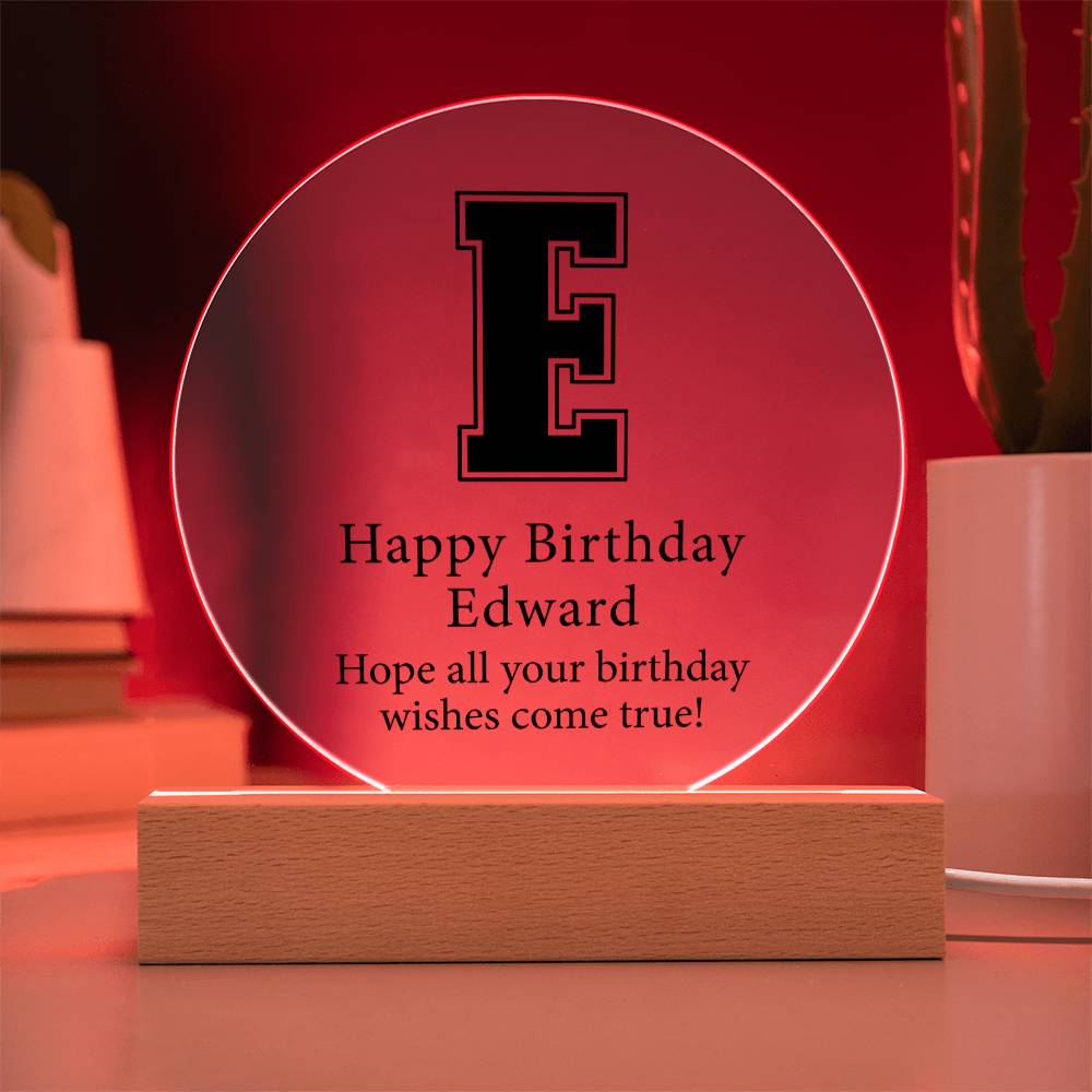Happy Birthday Edward v02 - Circle Acrylic Plaque