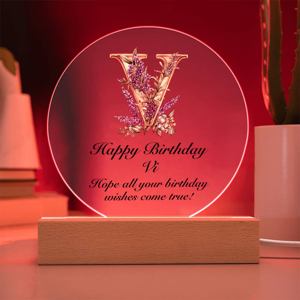 Happy Birthday Vi v02 - Circle Acrylic Plaque