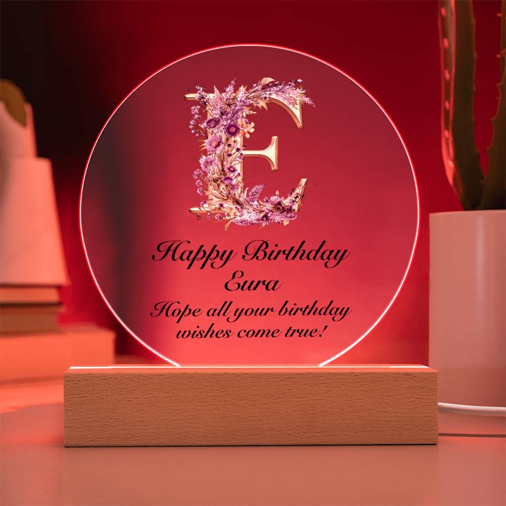 Happy Birthday Eura v02 - Circle Acrylic Plaque
