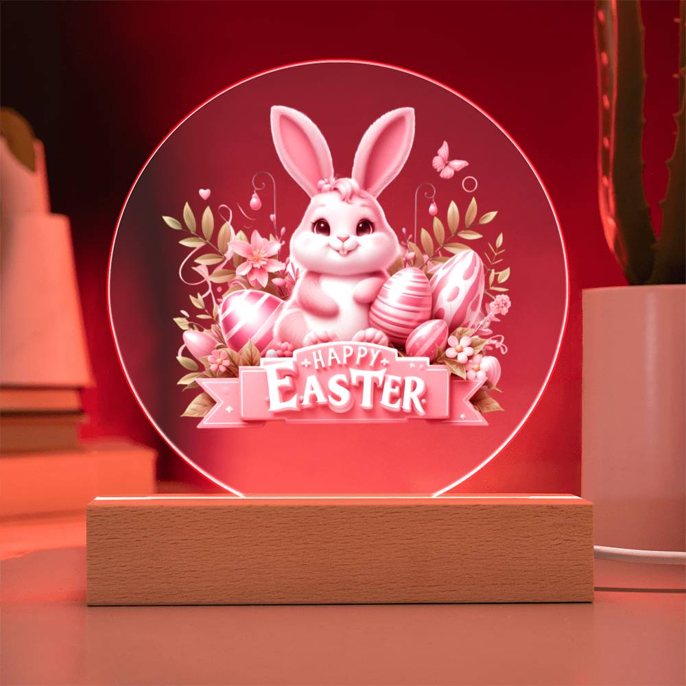 Happy Easter Bunny Sign 07 - Circle Acrylic Plaque