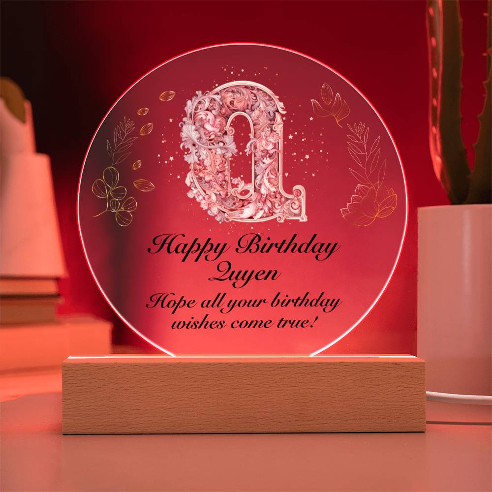 Happy Birthday Quyen v01 - Circle Acrylic Plaque
