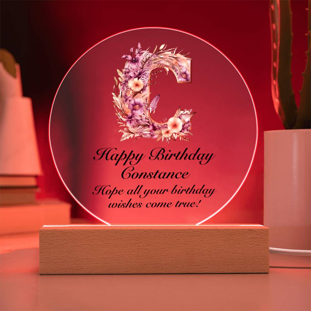 Happy Birthday Constance v02 - Circle Acrylic Plaque