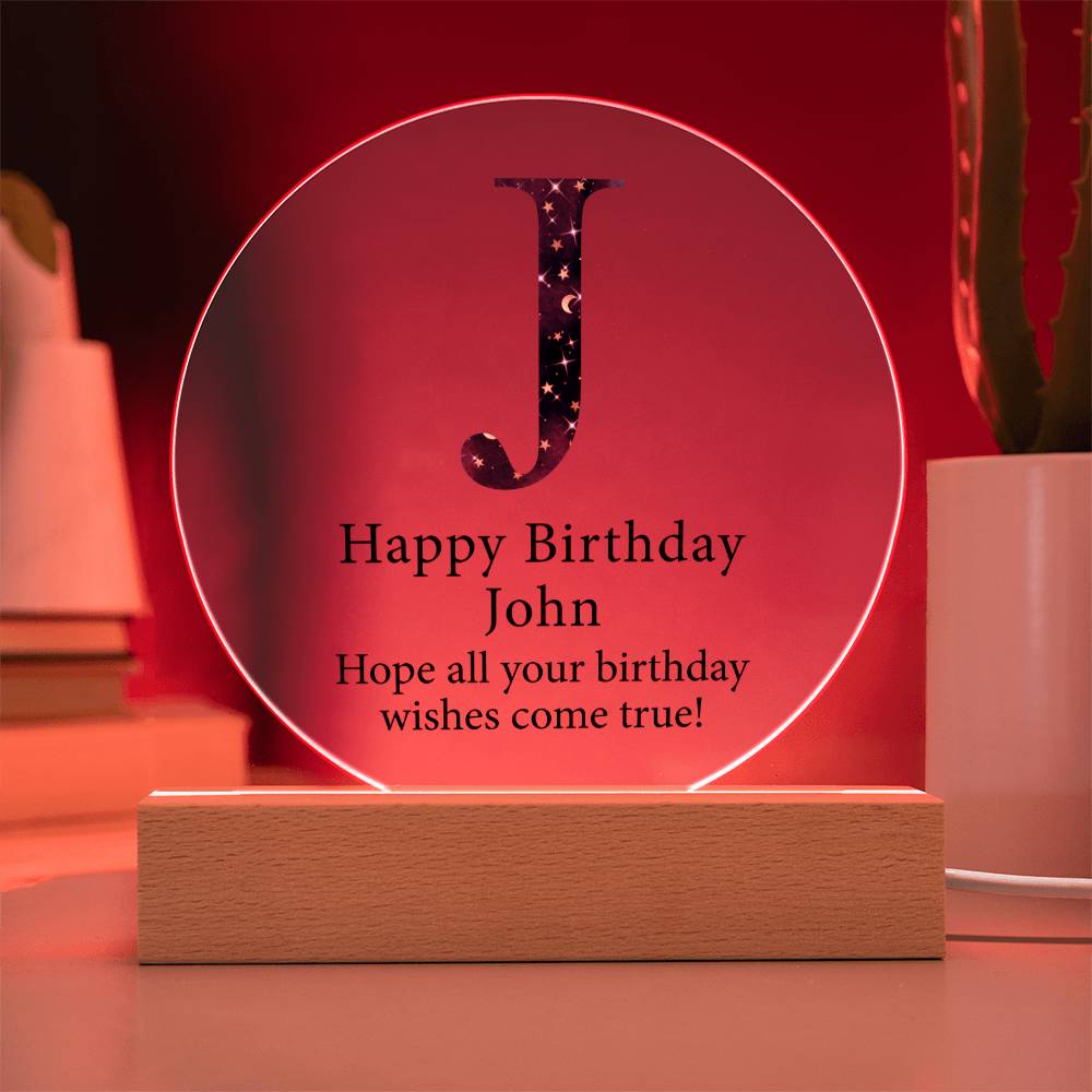 Happy Birthday John v03 - Circle Acrylic Plaque