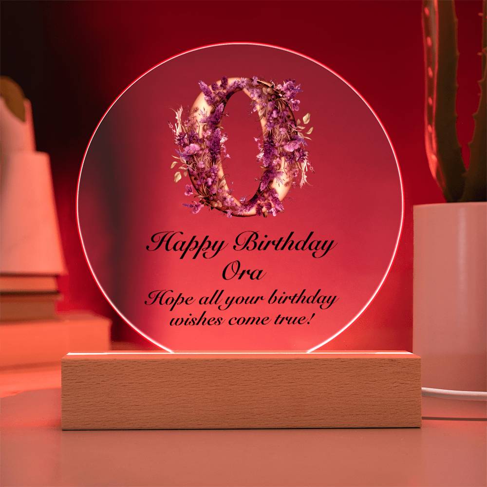 Happy Birthday Ora v02 - Circle Acrylic Plaque