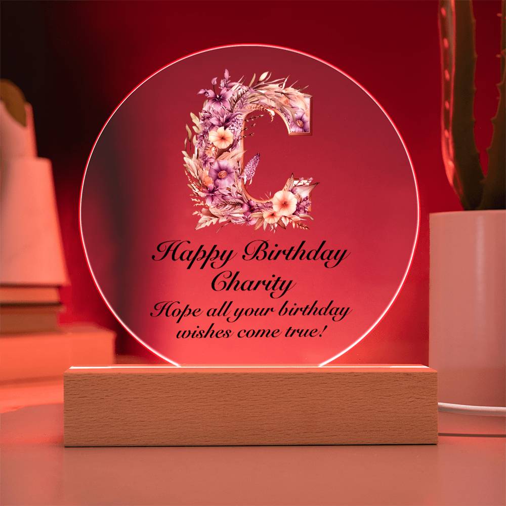 Happy Birthday Charity v02 - Circle Acrylic Plaque