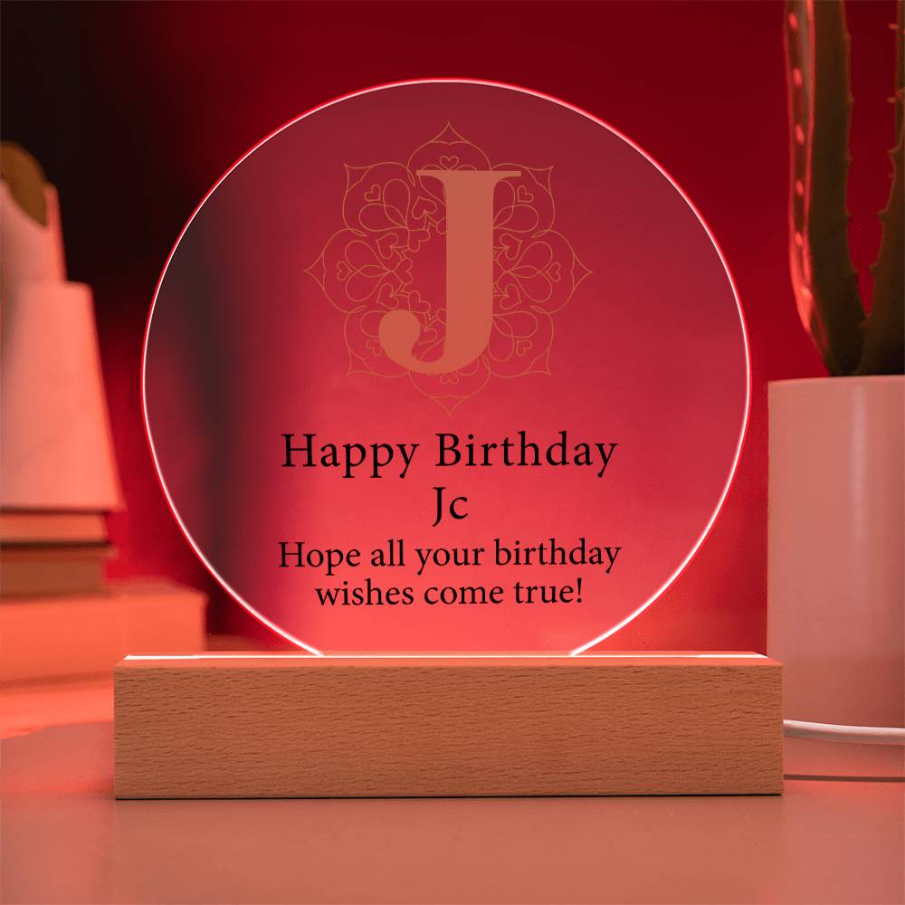Happy Birthday Jc v01 - Circle Acrylic Plaque