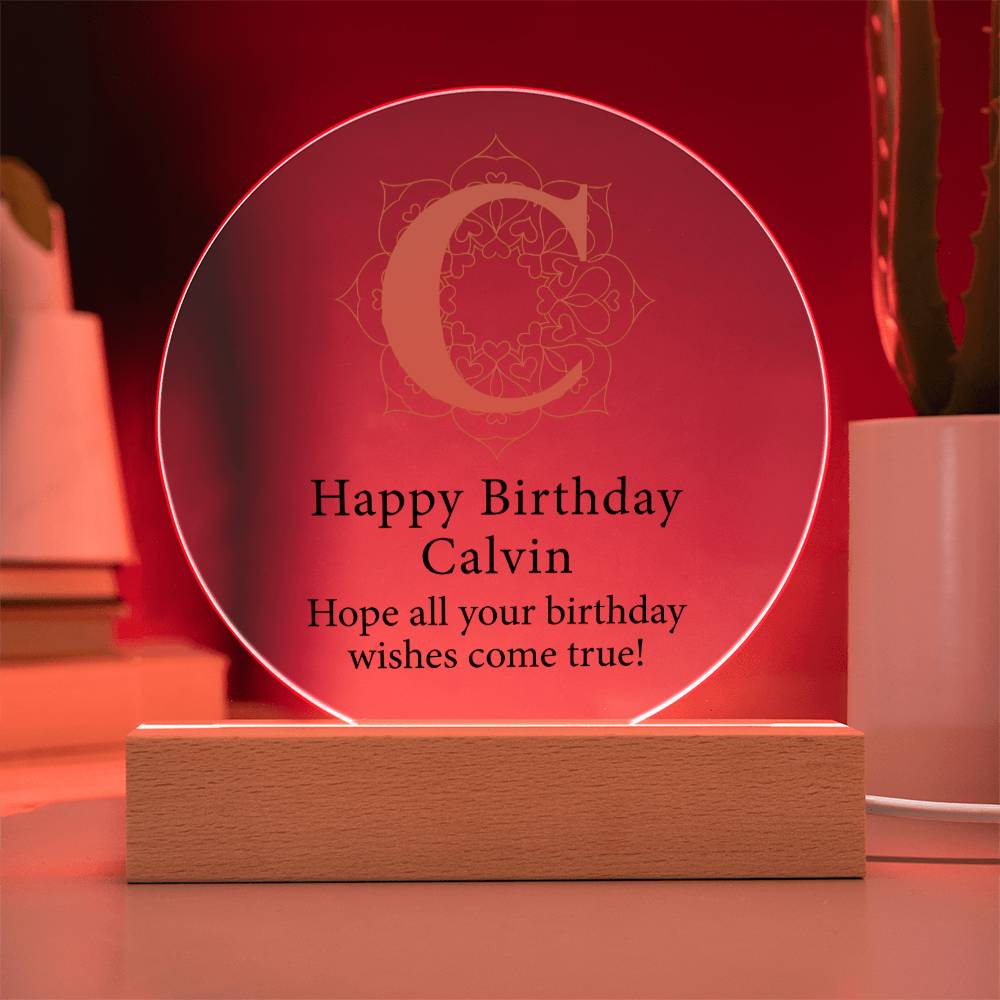 Happy Birthday Calvin v01 - Circle Acrylic Plaque