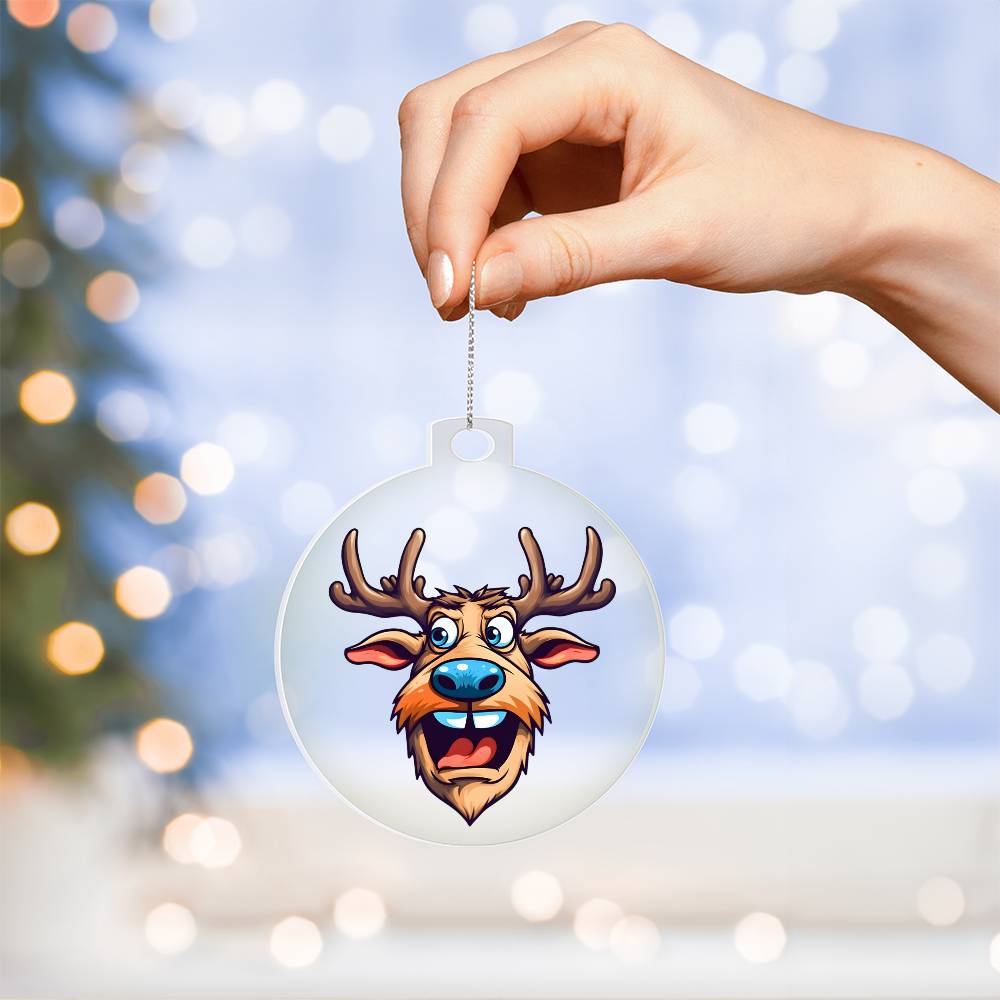 Funny Reindeer Face 05 - Acrylic Ornament