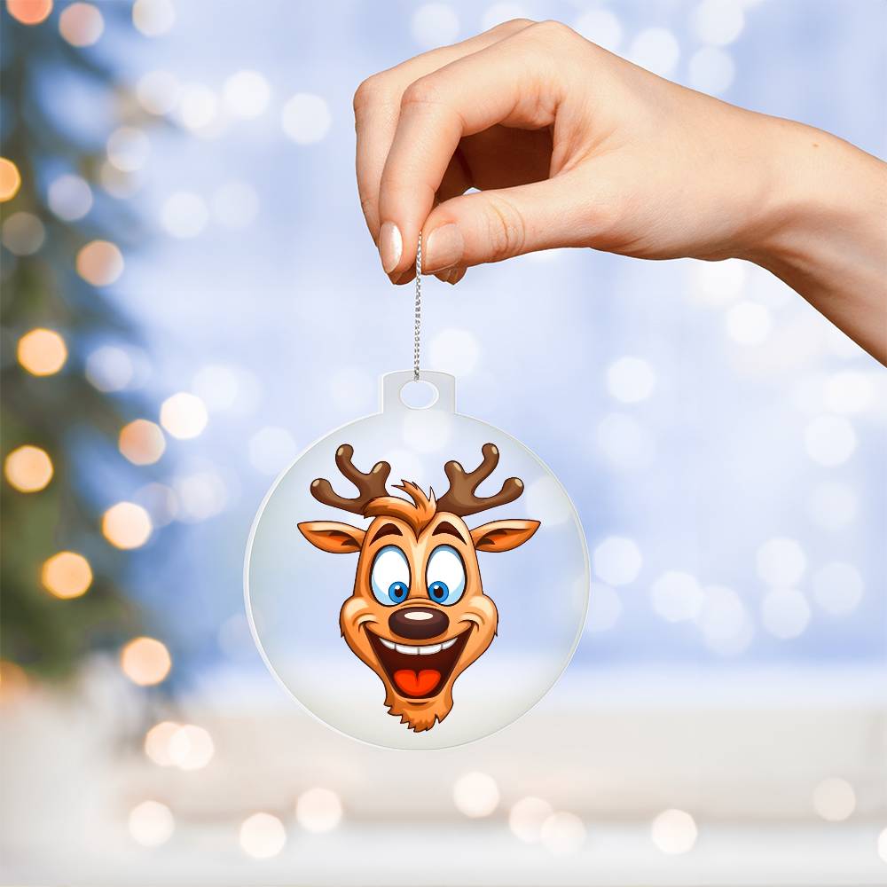Funny Reindeer Face 04 - Acrylic Ornament
