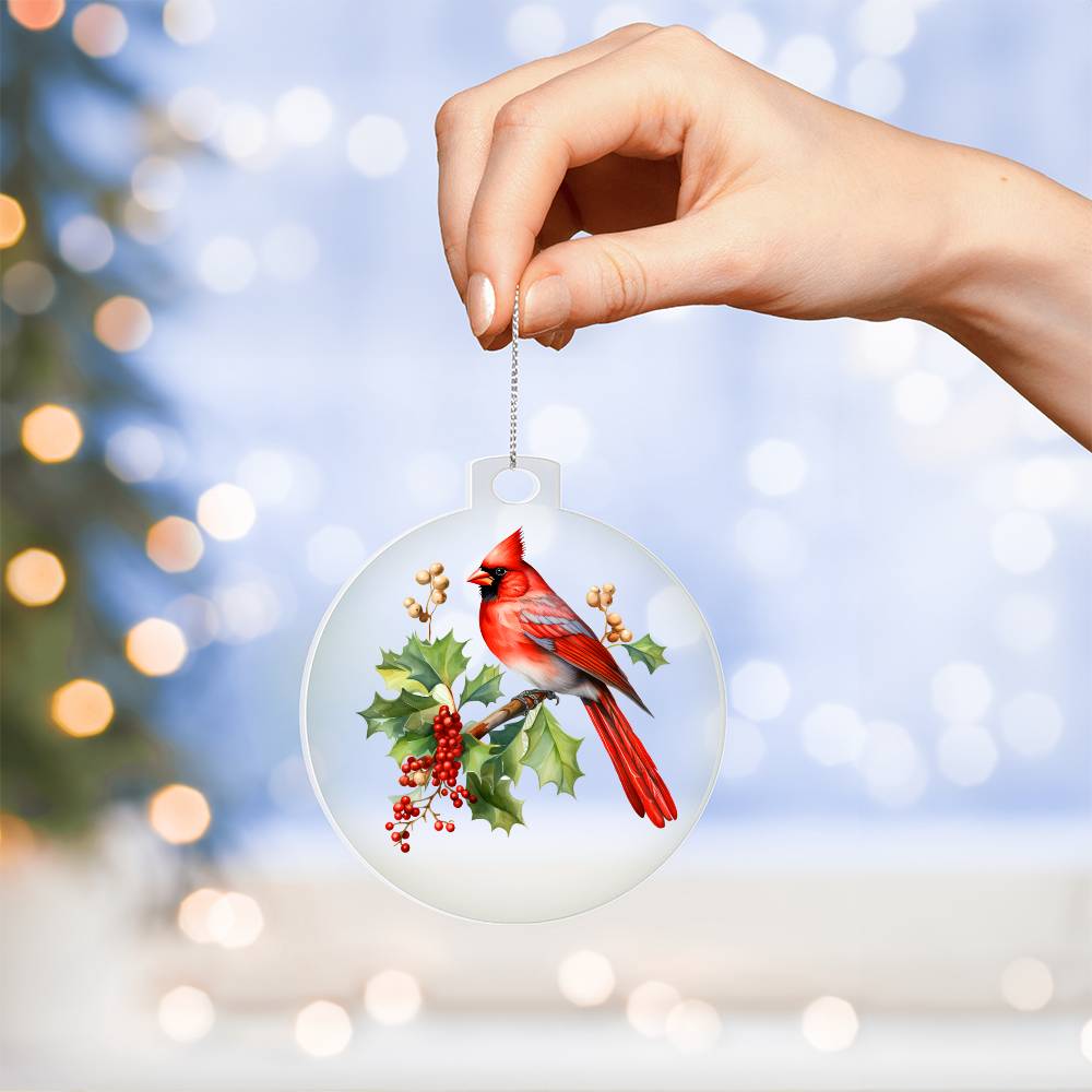 Christmas Cardinal 003 - Acrylic Ornament