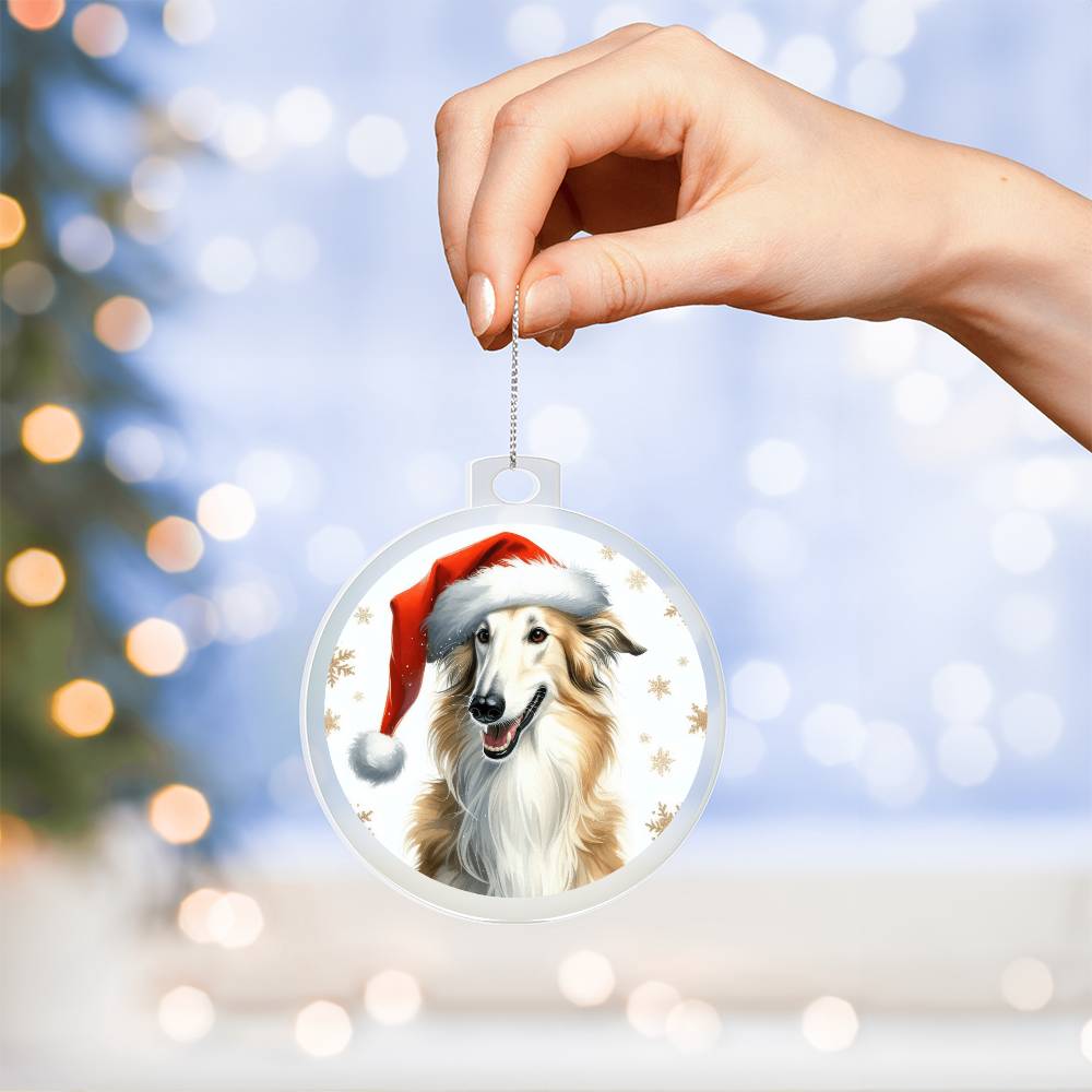 Christmas Dog - Borzoi - Acrylic Ornament