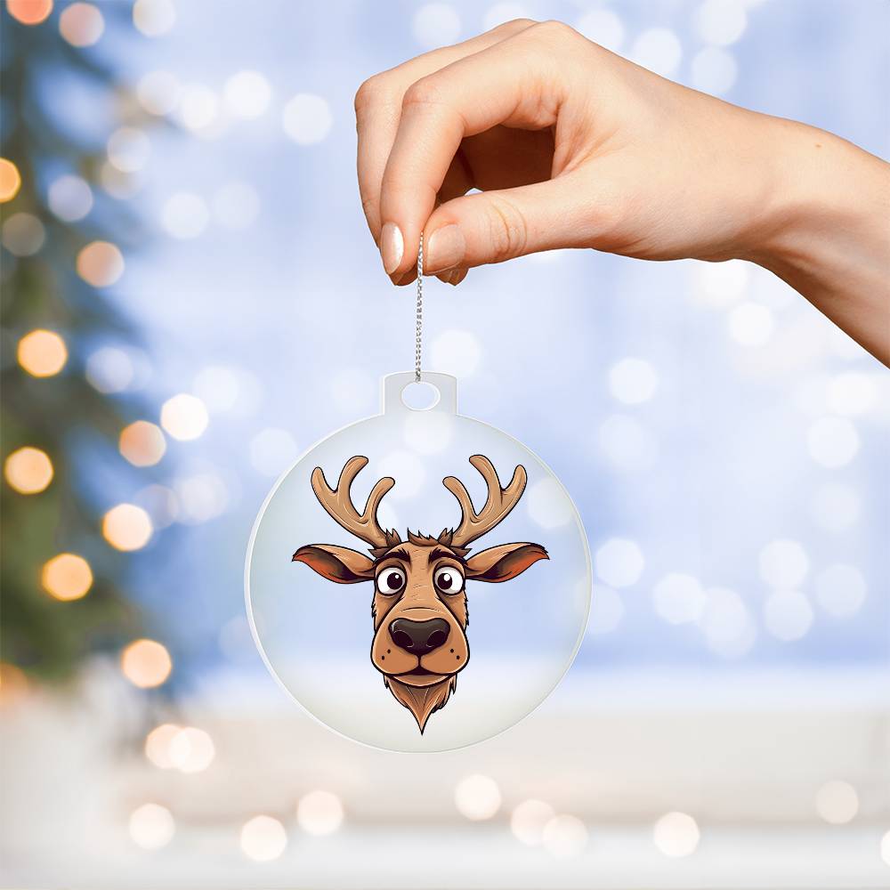 Funny Reindeer Face 13 - Acrylic Ornament