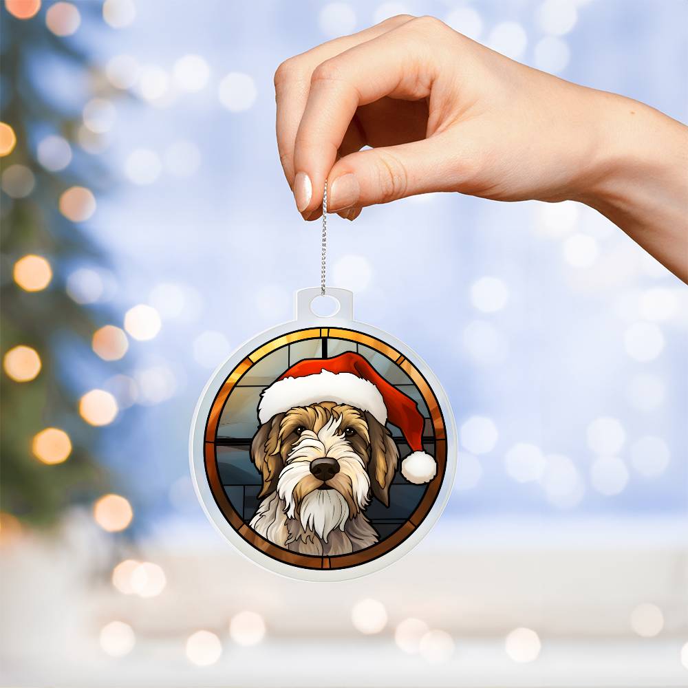 Dog Stained Glass Christmas Design 019 - Acrylic Ornament