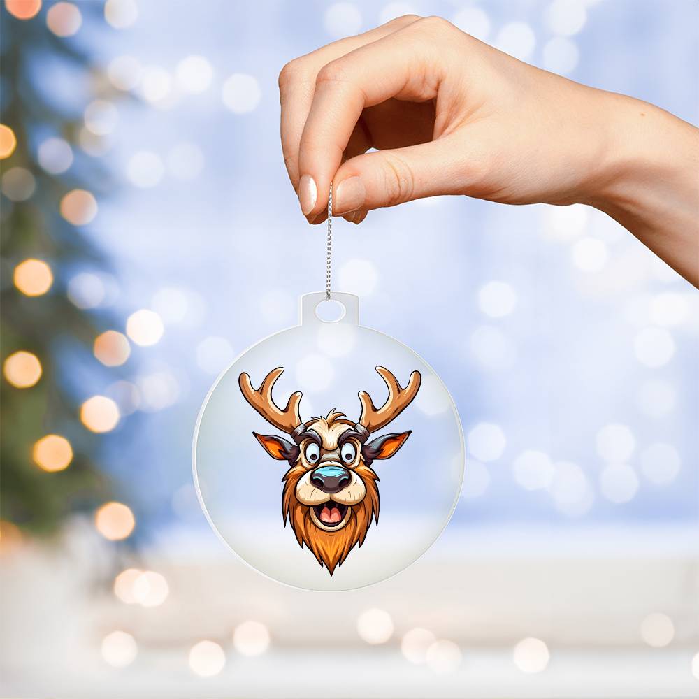Funny Reindeer Face 16 - Acrylic Ornament