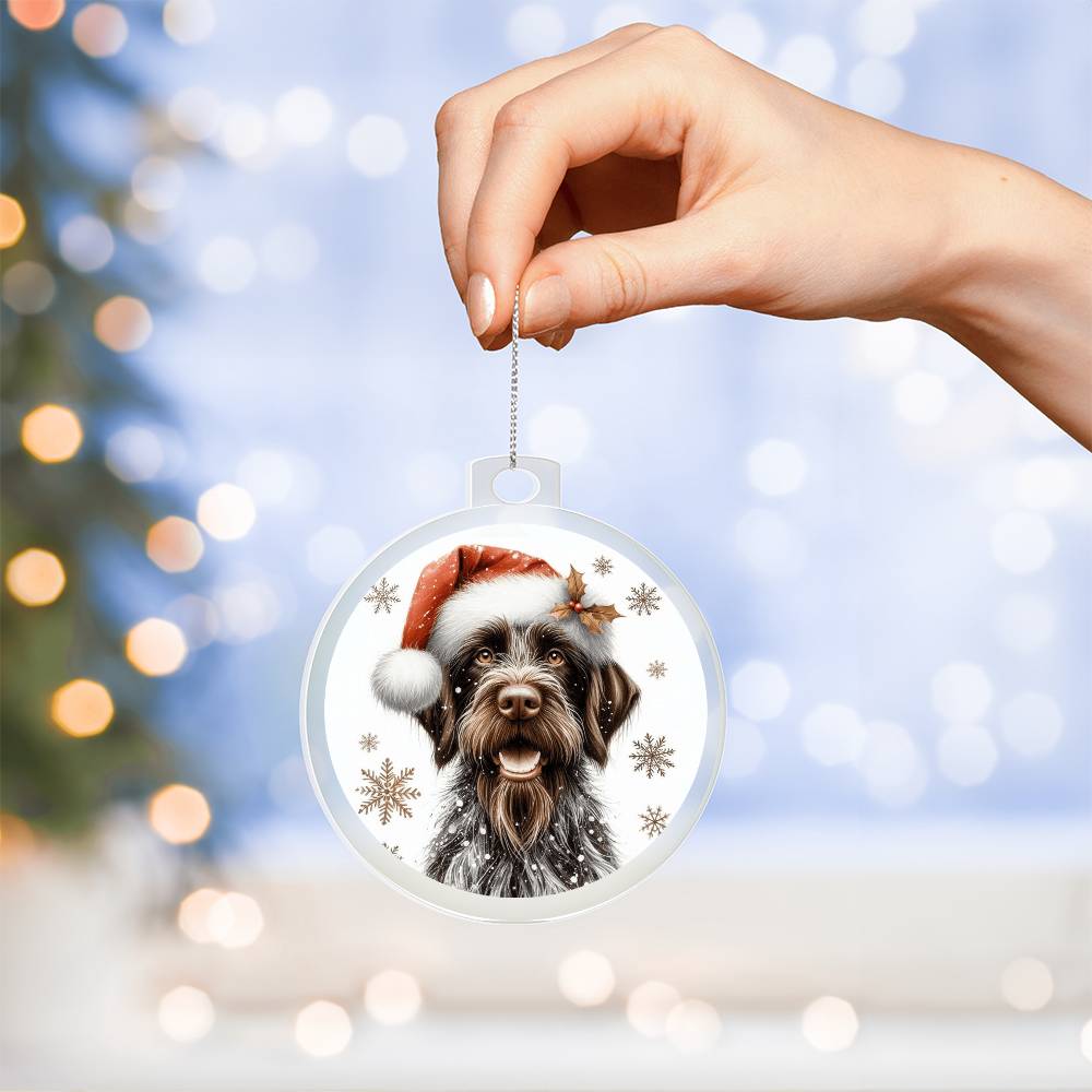 Christmas Dog - German Wirehaired Pointer - Acrylic Ornament
