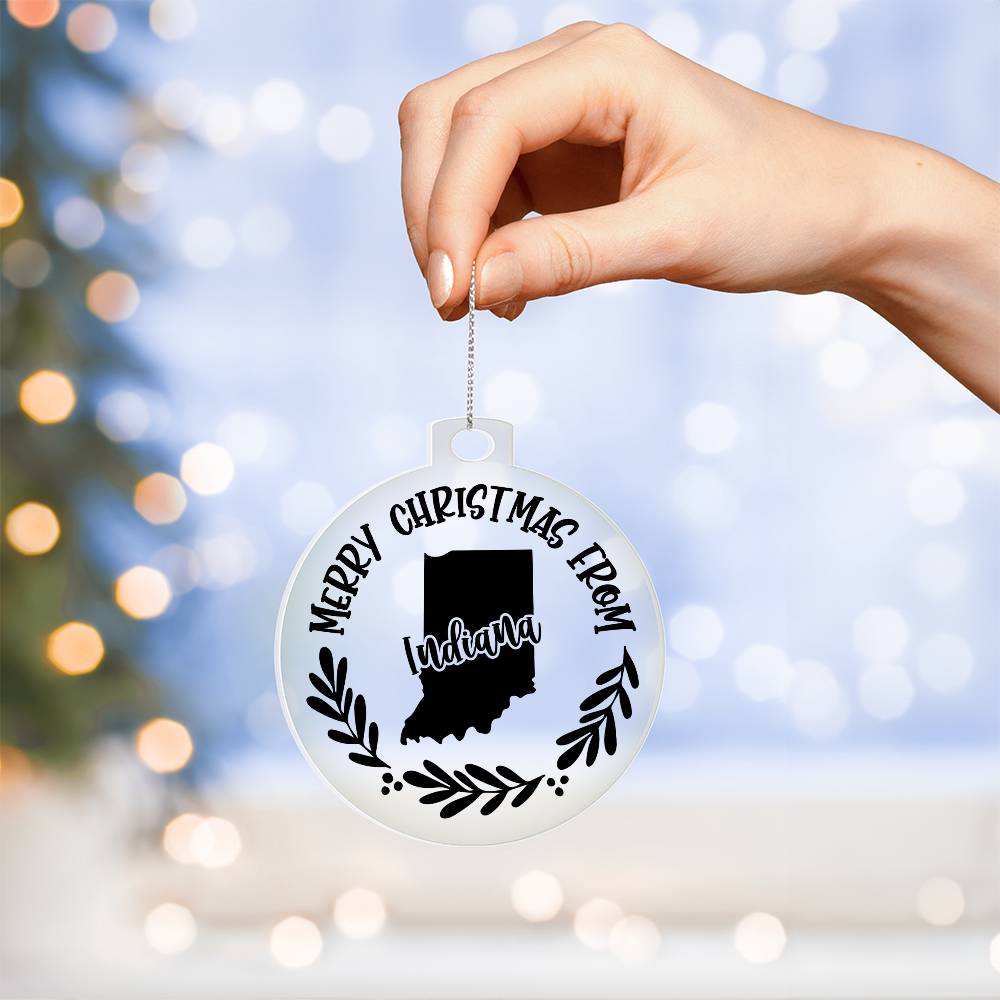 Merry Christmas From Indiana - Acrylic Ornament