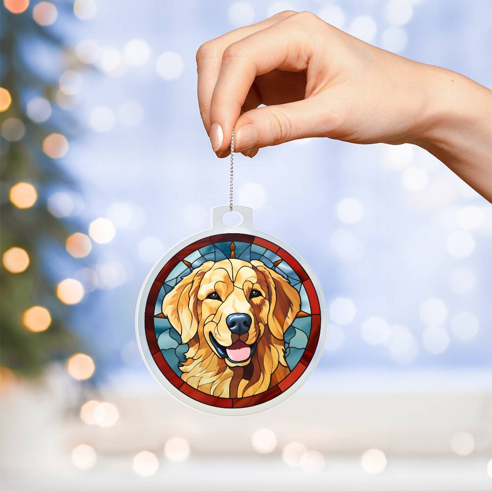 Dog Stained Glass Christmas Design 001 - Acrylic Ornament