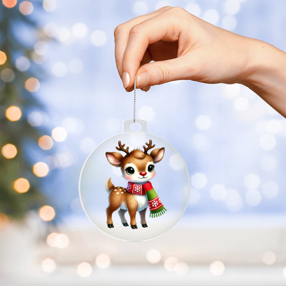 Cute Christmas Reindeer 002 - Acrylic Ornament