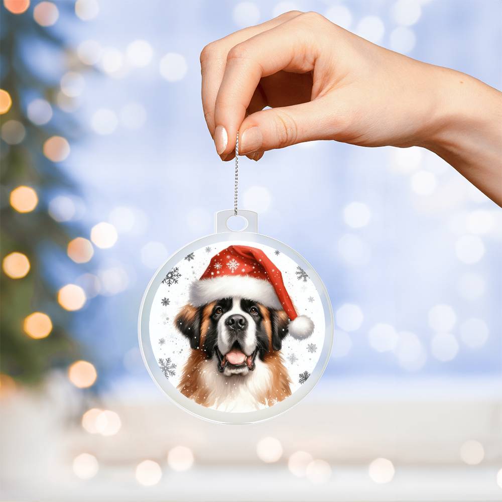 Christmas Dog - St. Bernard - Acrylic Ornament