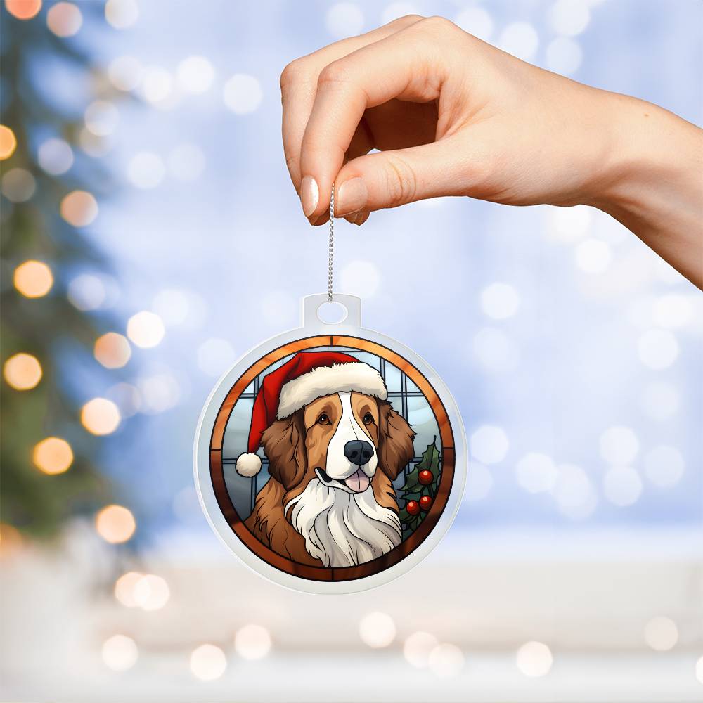 Dog Stained Glass Christmas Design 024 - Acrylic Ornament