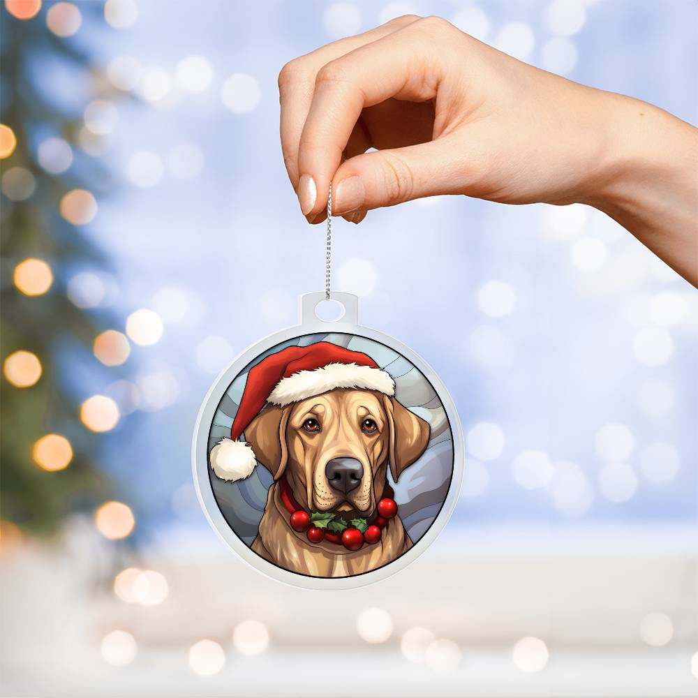 Dog Stained Glass Christmas Design 003 - Acrylic Ornament