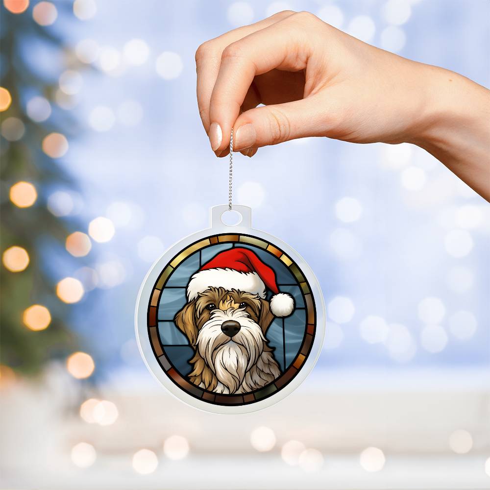Dog Stained Glass Christmas Design 009 - Acrylic Ornament