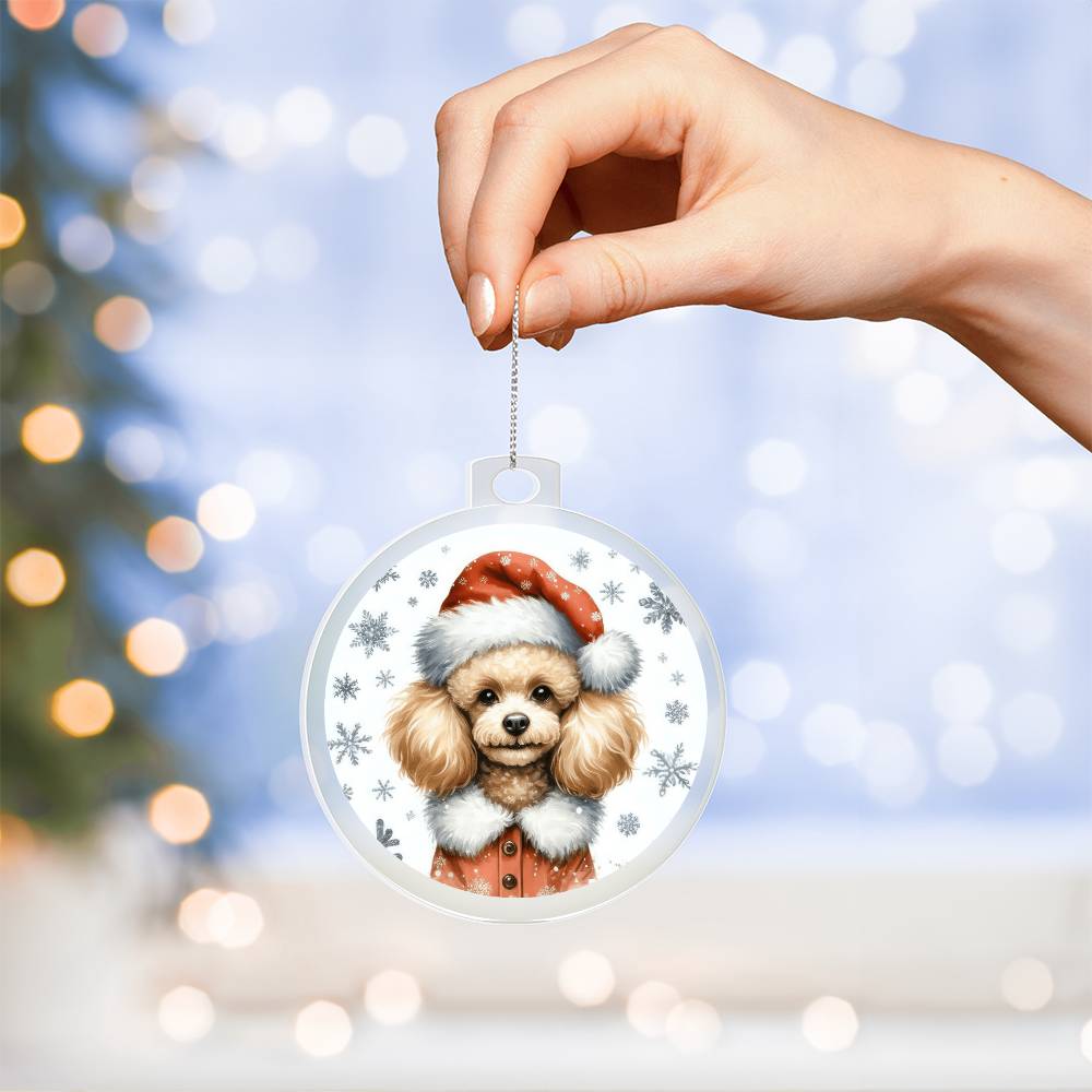 Christmas Dog - Toy Poodle - Acrylic Ornament