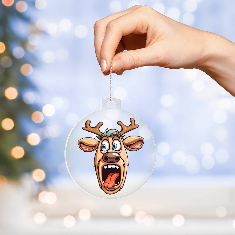 Funny Reindeer Face 11 - Acrylic Ornament