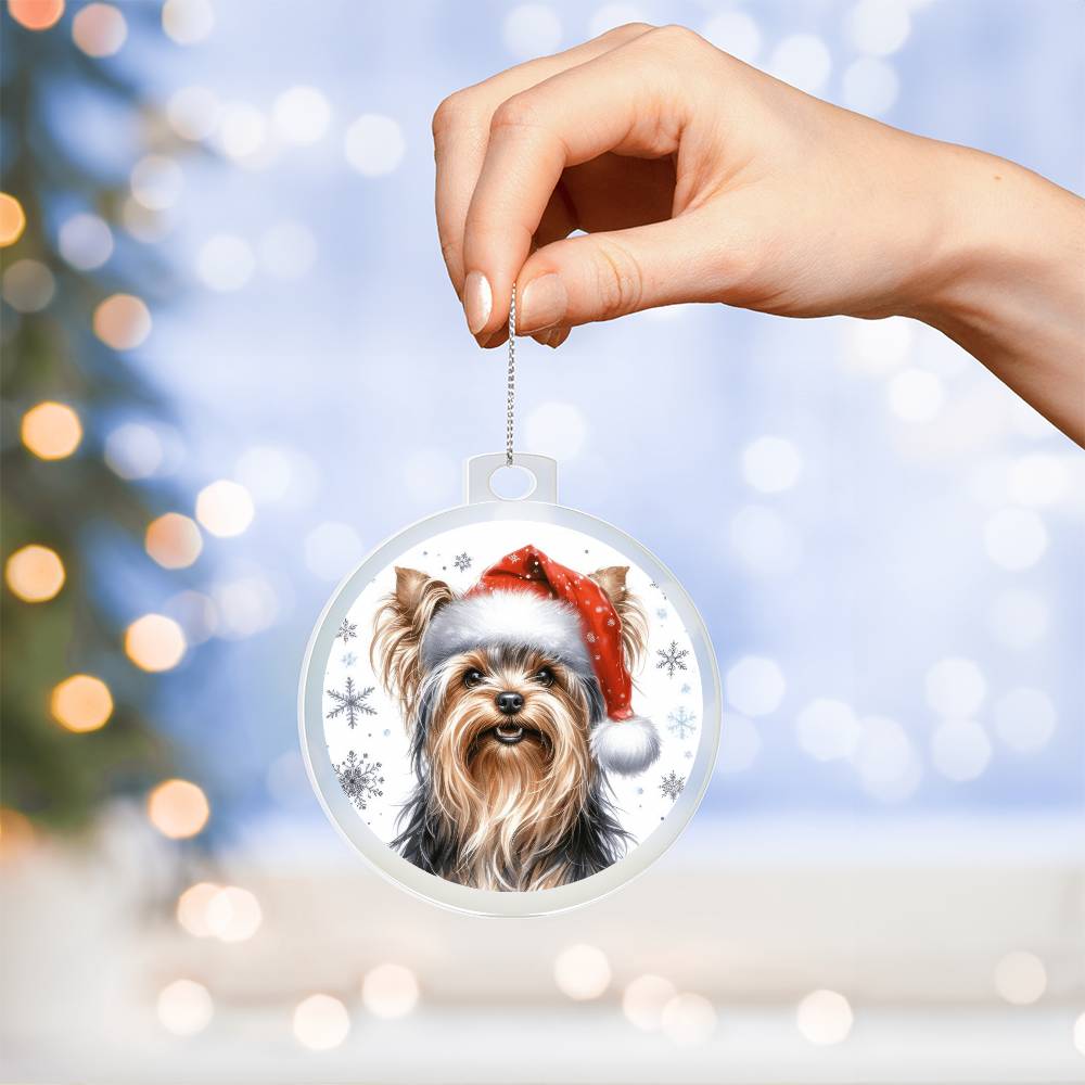 Christmas Dog - Yorkshire Terrier - Acrylic Ornament