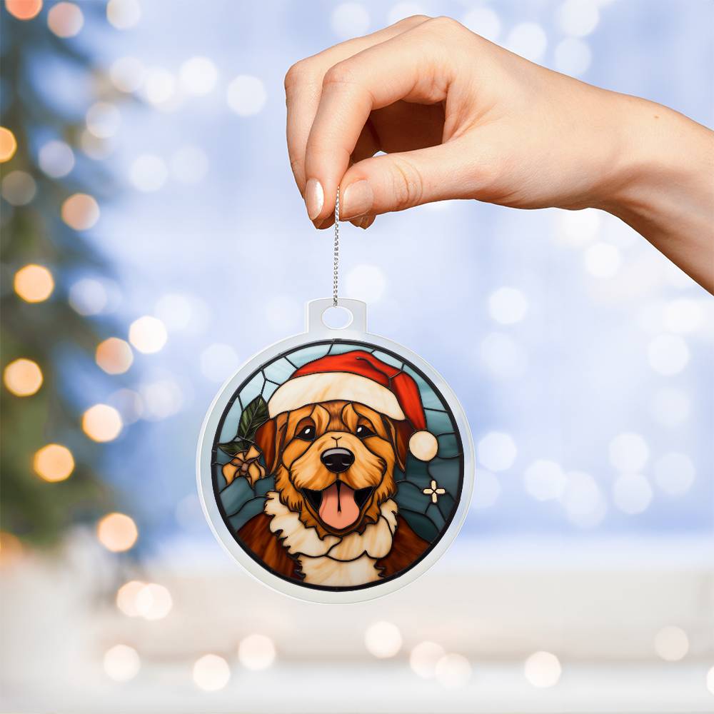 Dog Stained Glass Christmas Design 011 - Acrylic Ornament