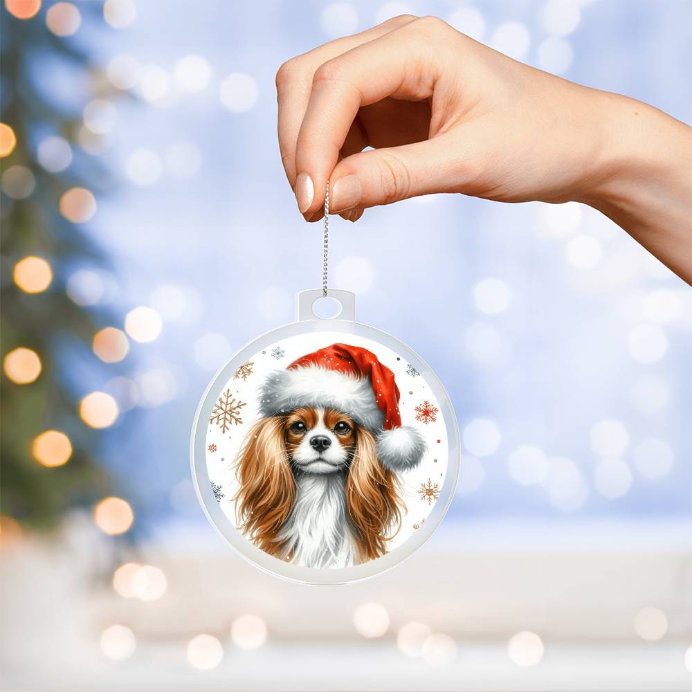 Christmas Dog - English Toy Spaniel - Acrylic Ornament