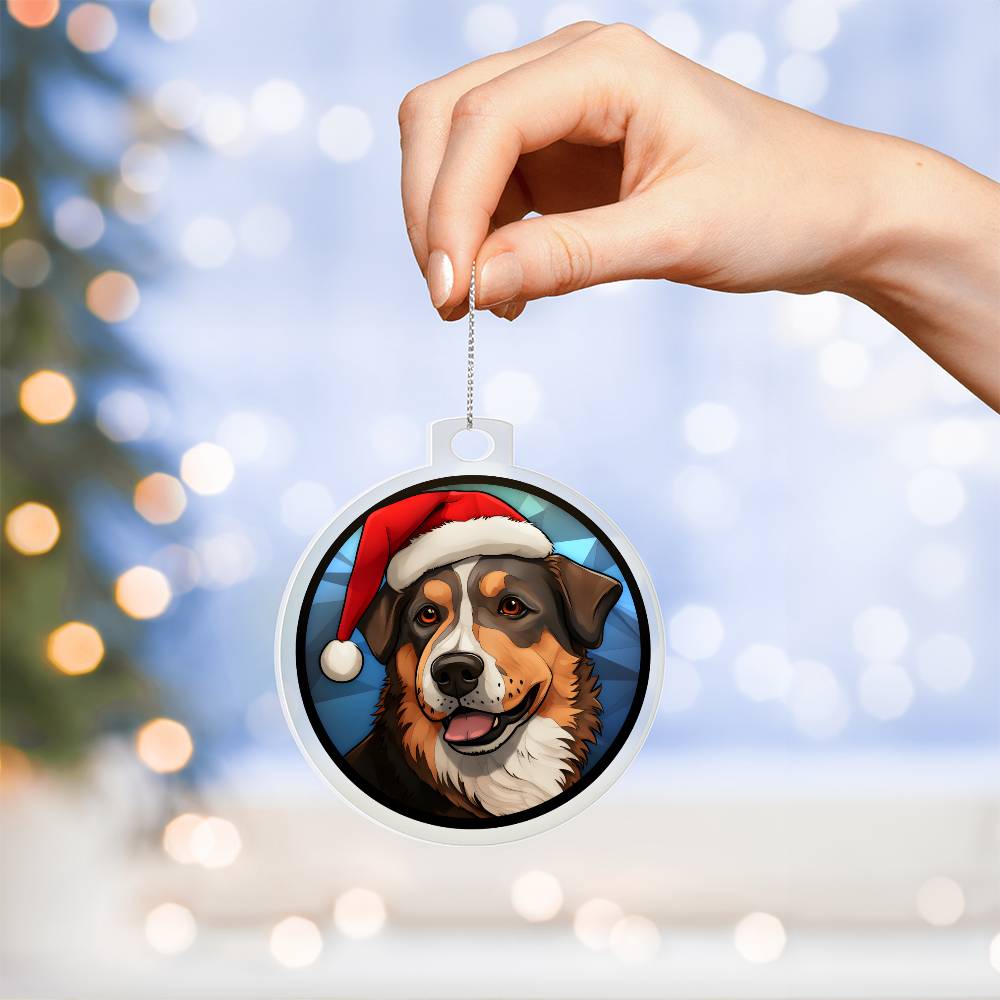Dog Stained Glass Christmas Design 008 - Acrylic Ornament