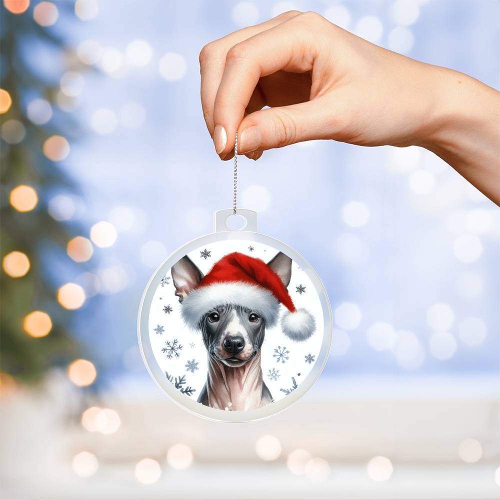 Christmas Dog - American Hairless Terrier - Acrylic Ornament