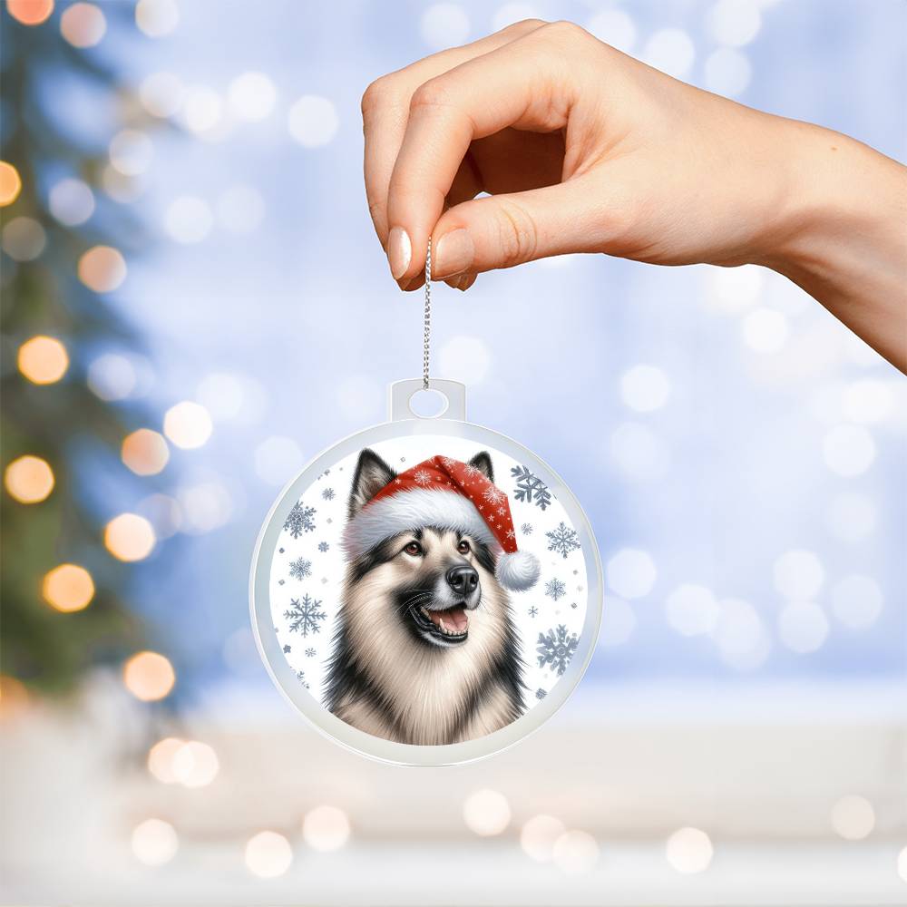 Christmas Dog - Norwegian Elkhound - Acrylic Ornament