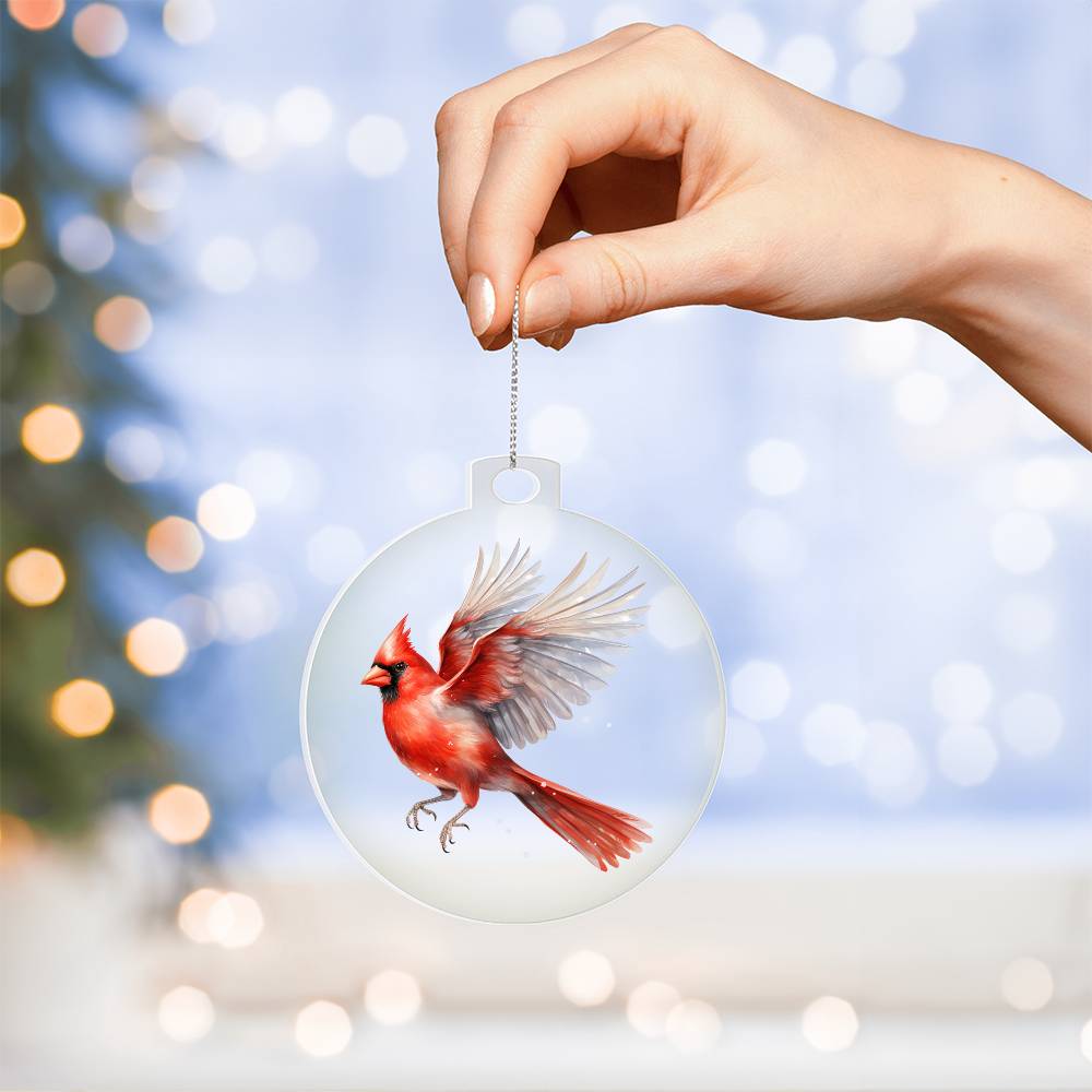Christmas Cardinal 006 - Acrylic Ornament