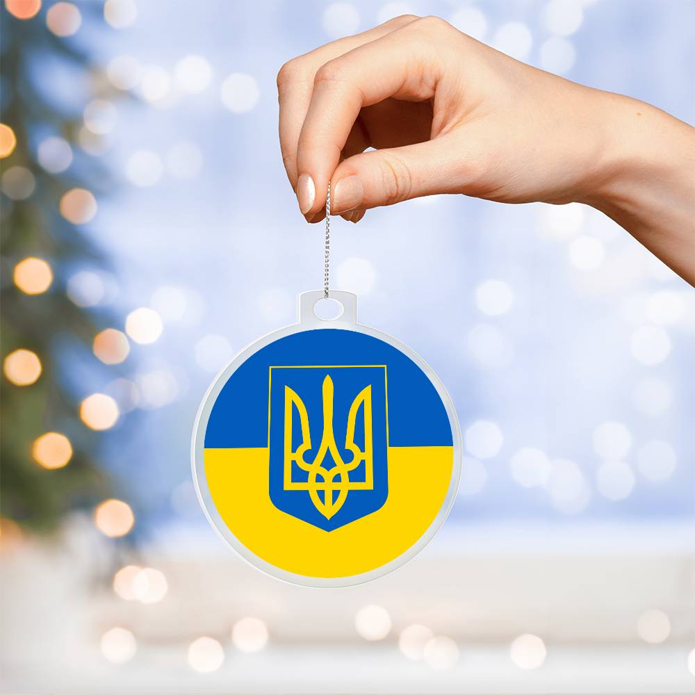 Tryzub And Flag Of Ukraine - Acrylic Ornament