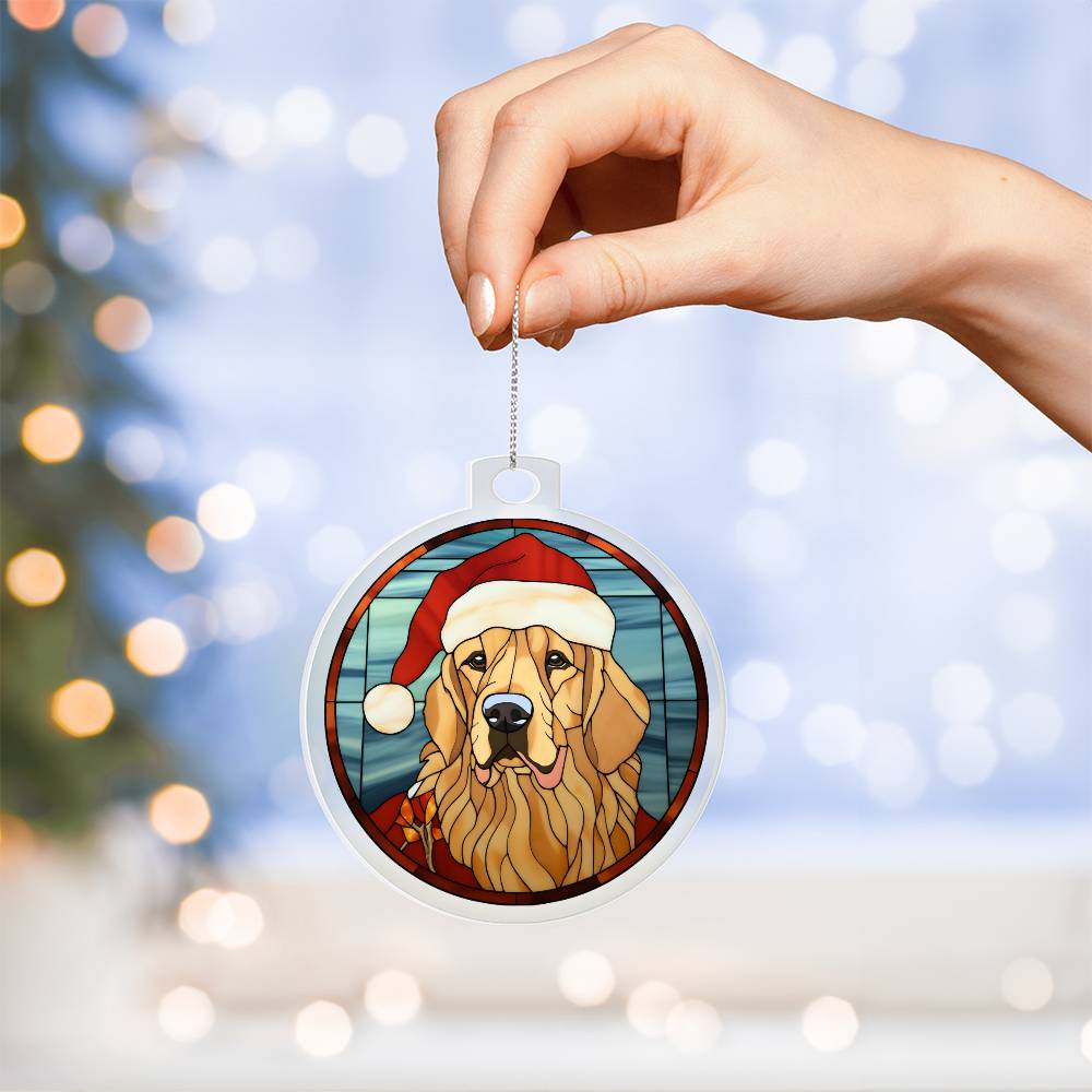 Dog Stained Glass Christmas Design 010 - Acrylic Ornament