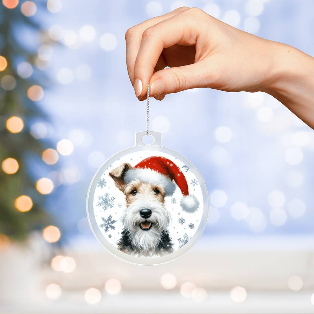 Christmas Dog - Wire Fox Terrier - Acrylic Ornament