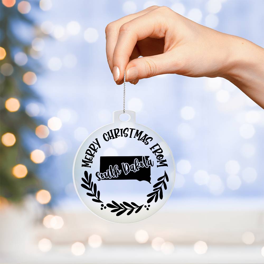 Merry Christmas From South Dakota - Acrylic Ornament