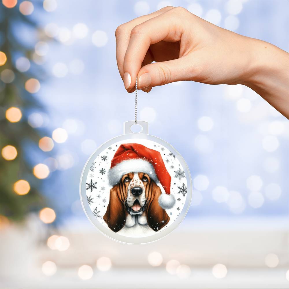 Christmas Dog - Basset Hound - Acrylic Ornament
